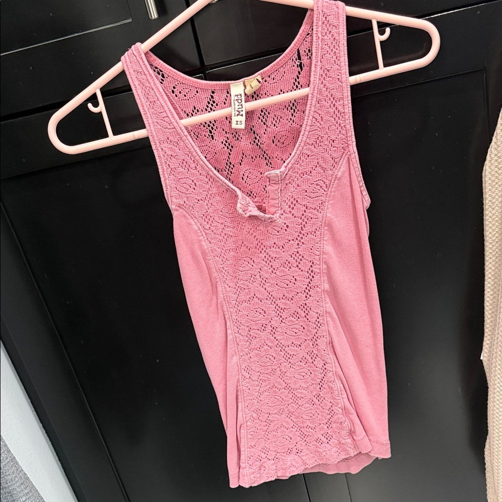 Pink Lace Tank Top